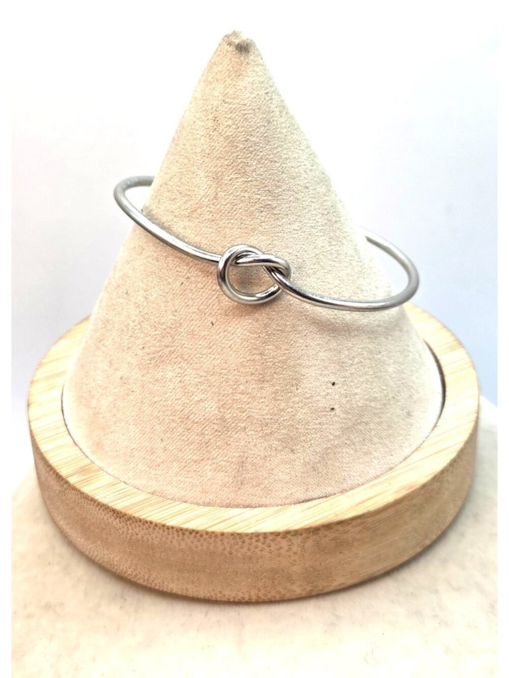 Adjustable Minimalist Knot Silver Bangle Bracelet